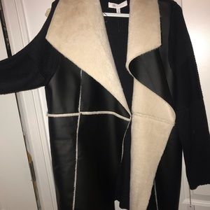 NEW never worn fur & leather sweater/coat